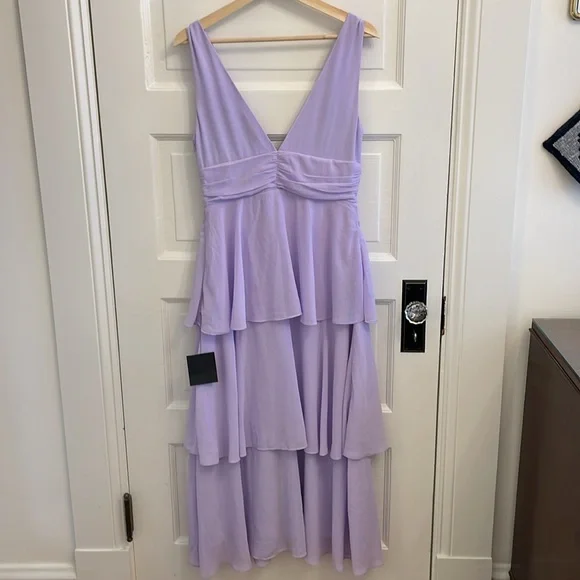 NWT Celebration Time Lavender Sleeveless Tiered Midi Dress - Picture 10 of 12